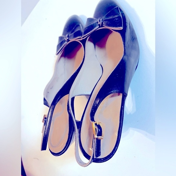 Bruno Magli Black Leather Heels Bow Tie 3” Heels Size 7.5 AAA Women - Picture 7 of 9